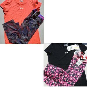 Under Armour Girls Large Capri Leggings w/ T-Shirt  - 2 Outfits Brand NEW
